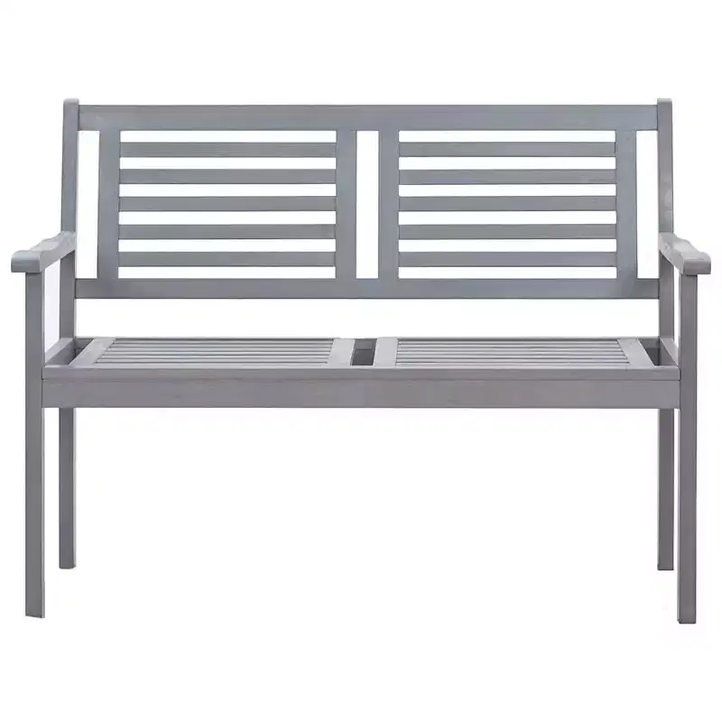 vidaXL Bench Grey Solid eucalyptus wood Medium Ergonomic Garden Bench