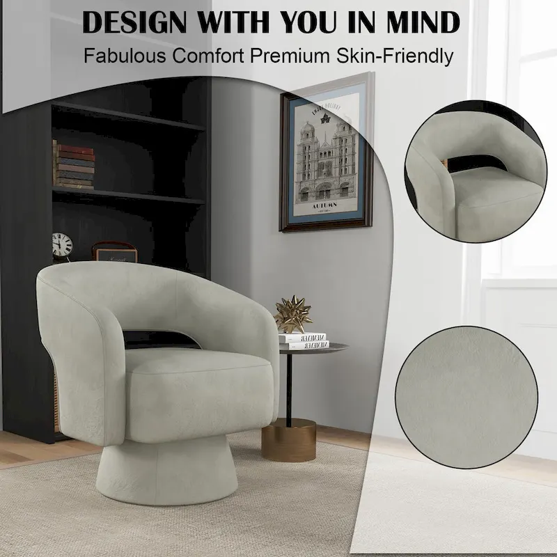 360 Degree Swivel Barrel Upholstered Modern Armchair