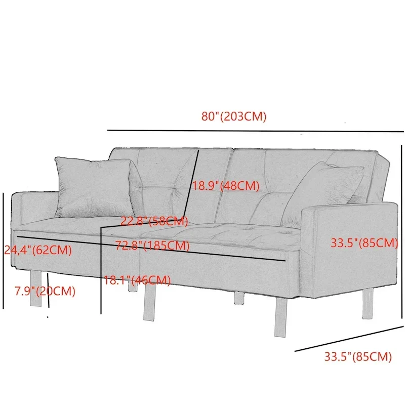 80 Convertible Sofa Sleeper Futon Sofa Bed