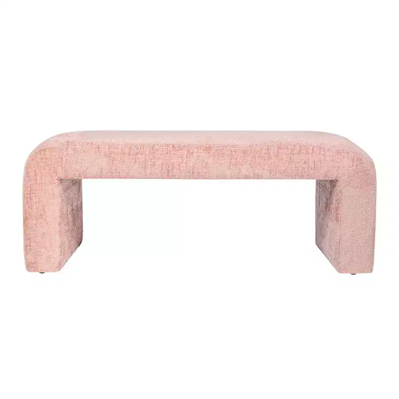 Jofran,Sophia Modern Luxury Curved Upholstered Waterfall Jacquard Bench - Small