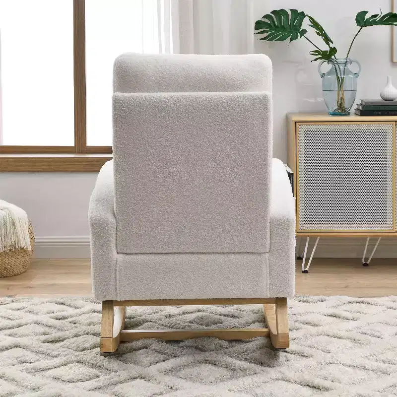 27.6W Accent Rocking Chair, Armchair with High Backrest & 2 Side Pockets, Nursery Glider Rocker - ModernLuxe