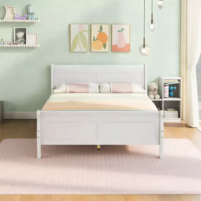 Luxystar Modern Full Size Wooden Platform Bed with Headboard