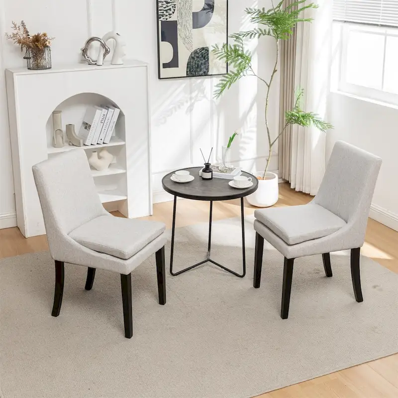 Modern Dining Chairs with Solid Wood Legs (Set of 2)