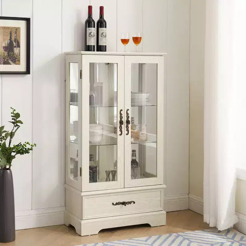 Wood & Glass Display Cabinet 47.44''H x 25.98''W x 11.81''D