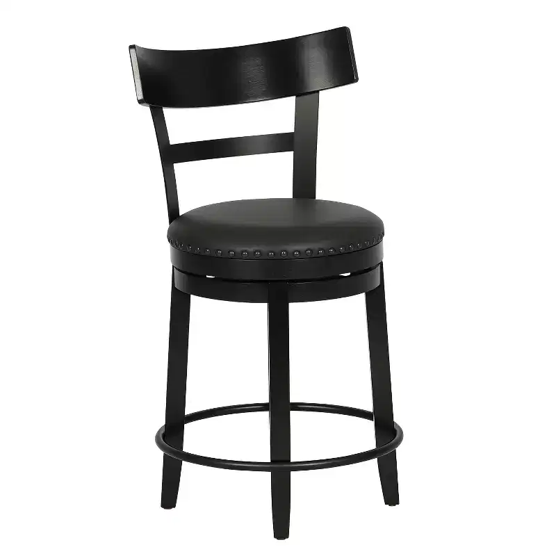 FDW Swivel Counter Height Bar Stool  24.4 Counter Height, 360 Swivel, Metal & Wood Frame, Upholstered Seat with Metal Footrest