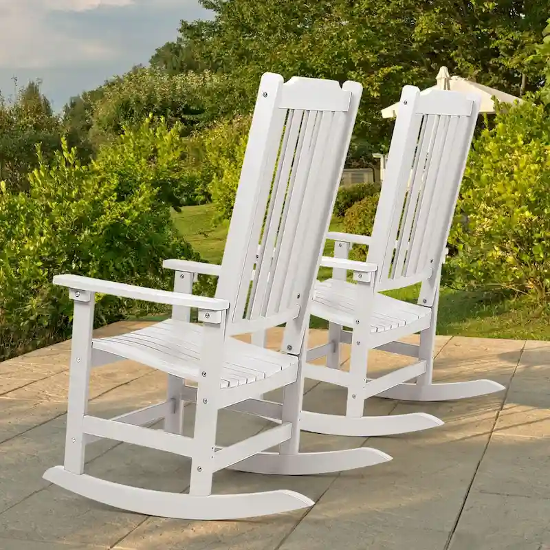 Vrakae 2 PCS Patio All Weather Resistant High Back Rocking Chair