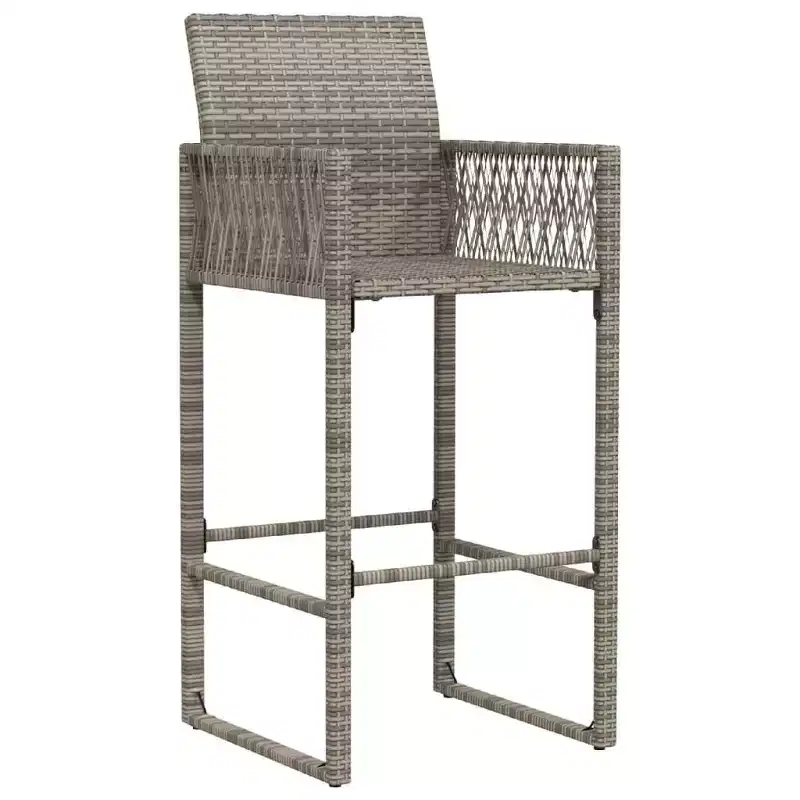vidaXL Garden Bar Stool PE rattan, powder-coated steel, 100% polyester