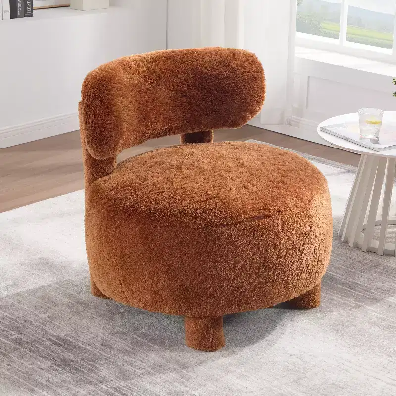 Modern 28 Upholstered Armless Accent Chair with Curved Backrest