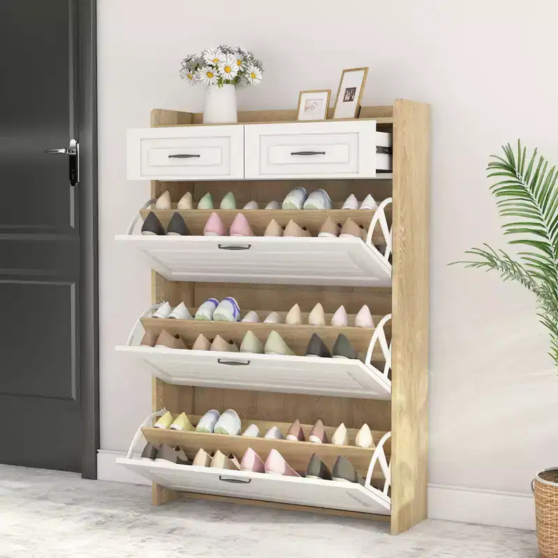 TROPOW Shoe Cabinet with 3 Flip Drawers for Entryway, Shoe Rack Storage Cabinet with 2 Drawers, Shoe Cabinet Organizer for Entrance Hallway,White