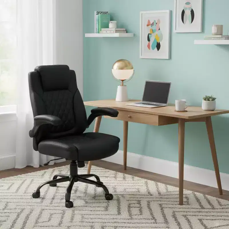 Tall Faux Leather Office Chair, High-Back Ergonomic Desk Chair, Capacity, Executive Computer Chair for Home or Office, Black