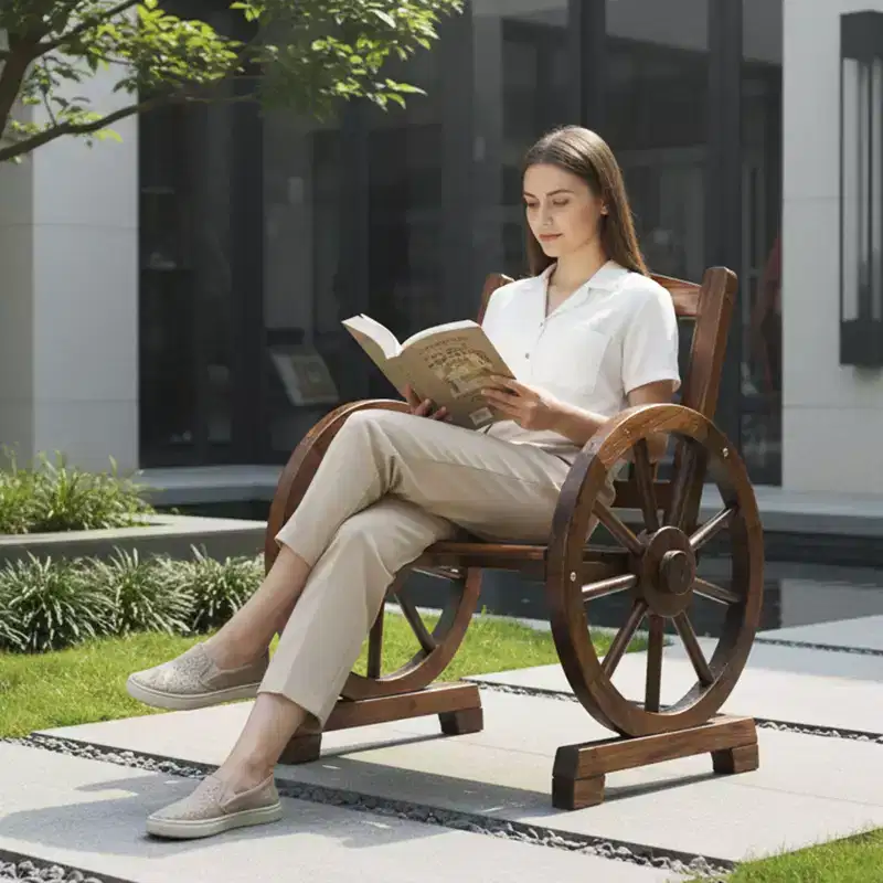 Karl Home | Wagon-Inspired Solid Wood Patio Dining Chair