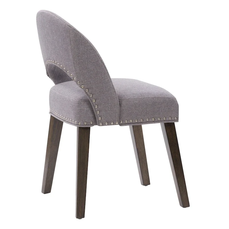 Mid-Century Modern Upholstered Dining Chair with Nail Head Trim, Set of 2