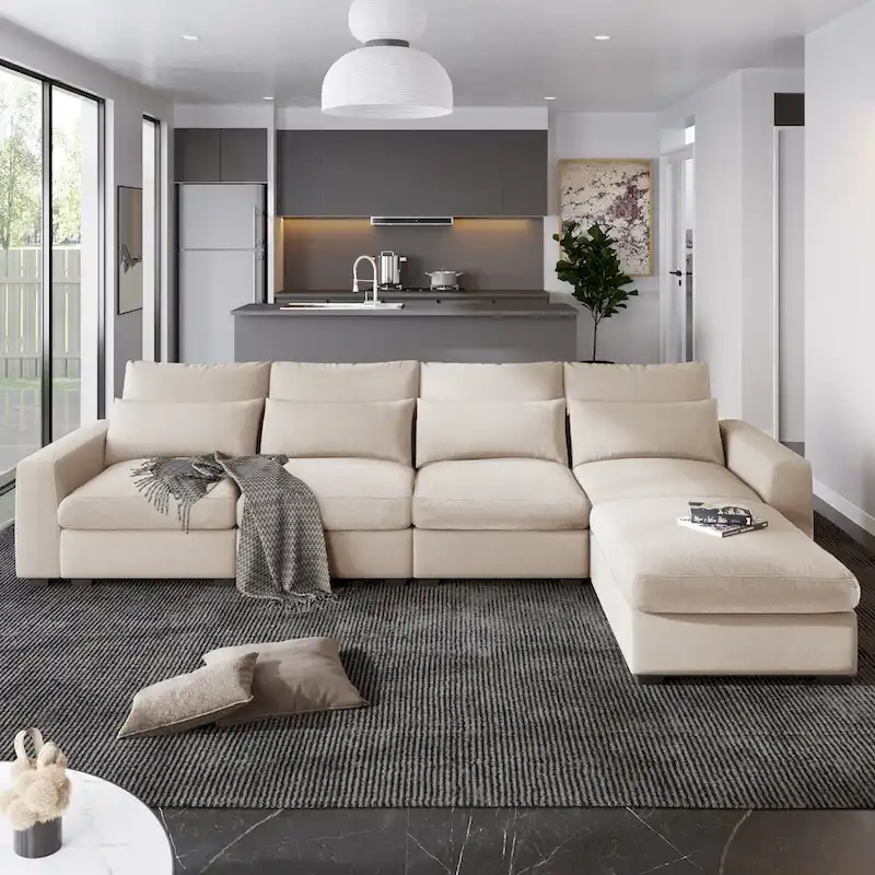 Modern L-Shape Sectional Sofa with Reversible Chaise