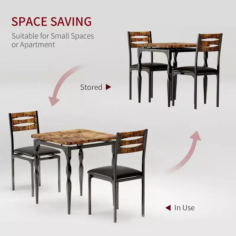 3 Piece Dining Table Set, with Spiral Legs