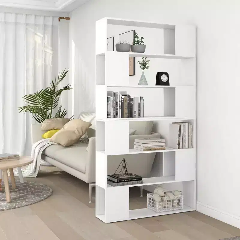 XL Book Cabinet Room Divider White Engineered wood 39.4x9.4x74.0 in