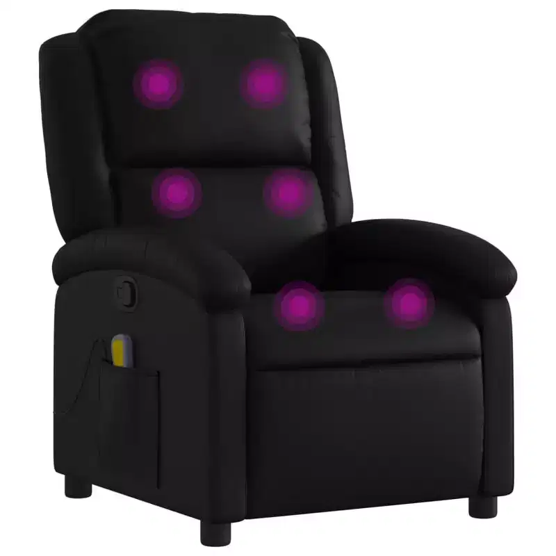 Massage Recliner Chair Black Faux leather, metal, plywood Single