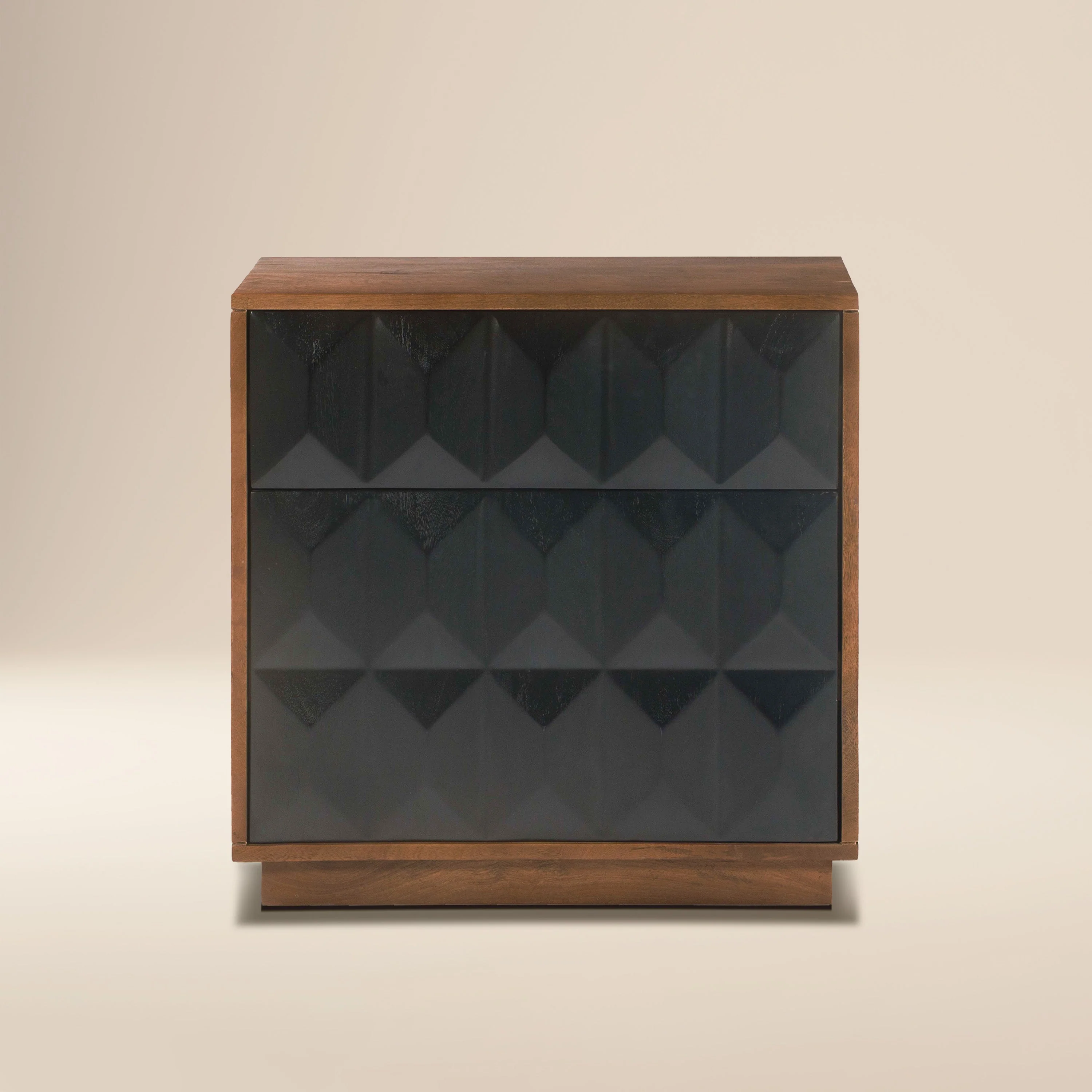 Modern Black Nightstand with Kiln-Dried Wood Frame for Bedroom