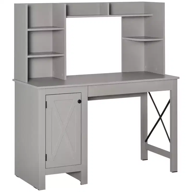 Farmhouse Computer Desk with Hutch and Cabinet, Home office Desk with Storage, for Study