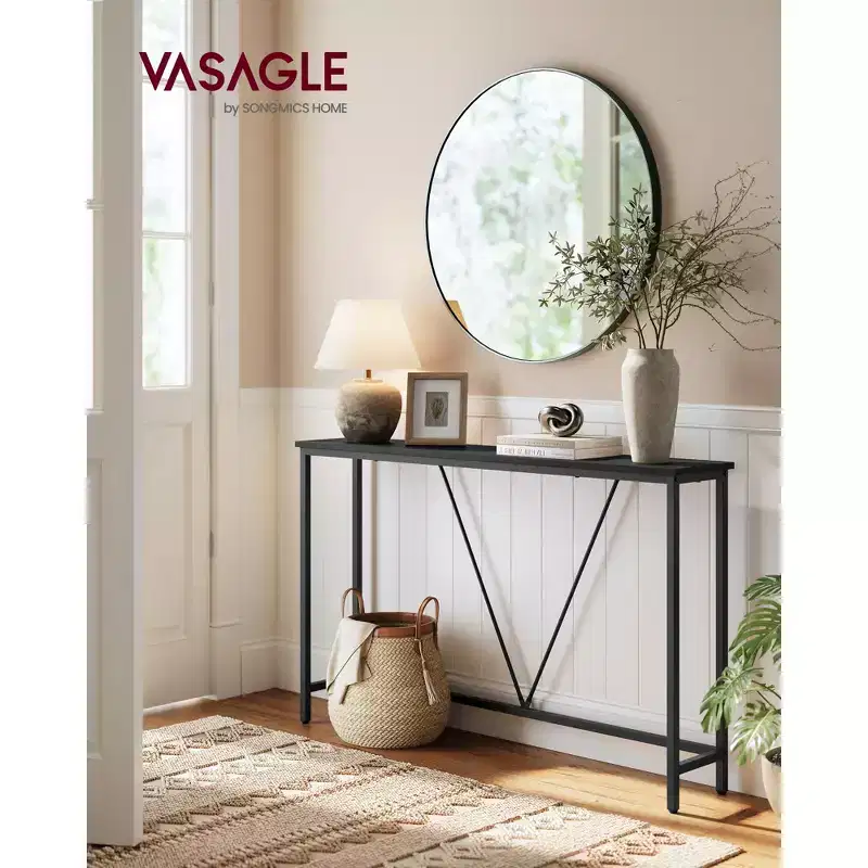 Narrow Console Table with Steel Frame, 47.2 Sofa Table for Entryway, Living Room, Bedroom, Industrial Design