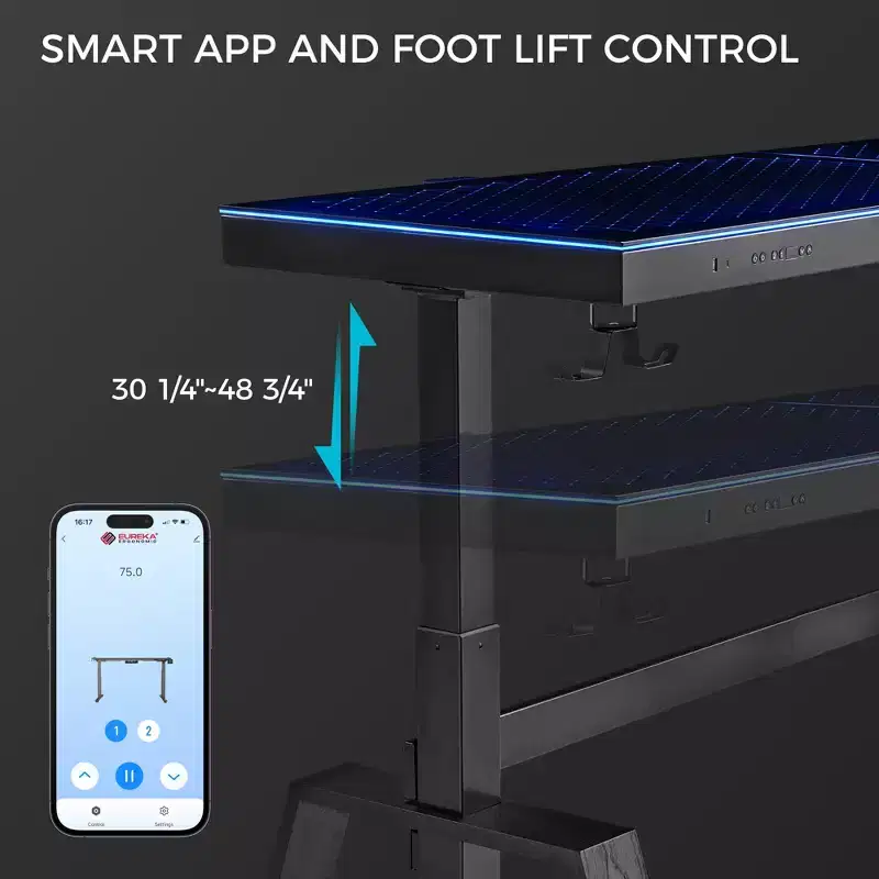 EUREKA ERGONOMIC GTG-L60 Pro, 60x23 Glass Desktop Gaming Standing Desk