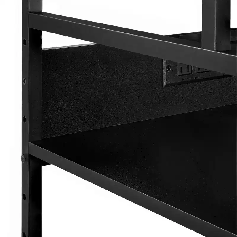 VECELO Printer Stand, 3-Tier Rolling Cart with 5-Level Adjustable Shelves & Lockable Wheels, Black