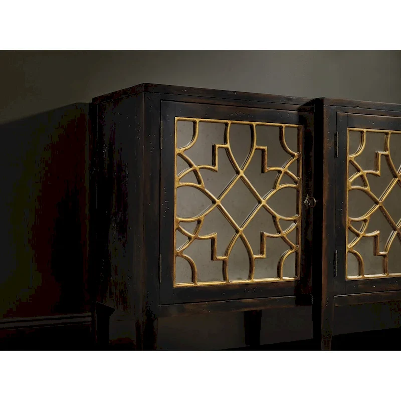Four Door Mirrored Console- Ebony - 20W x 105L x 38H