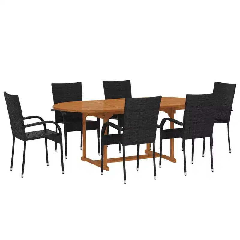 vidaXL Dining Set Solid Acacia wood Medium Stackable Dining Set