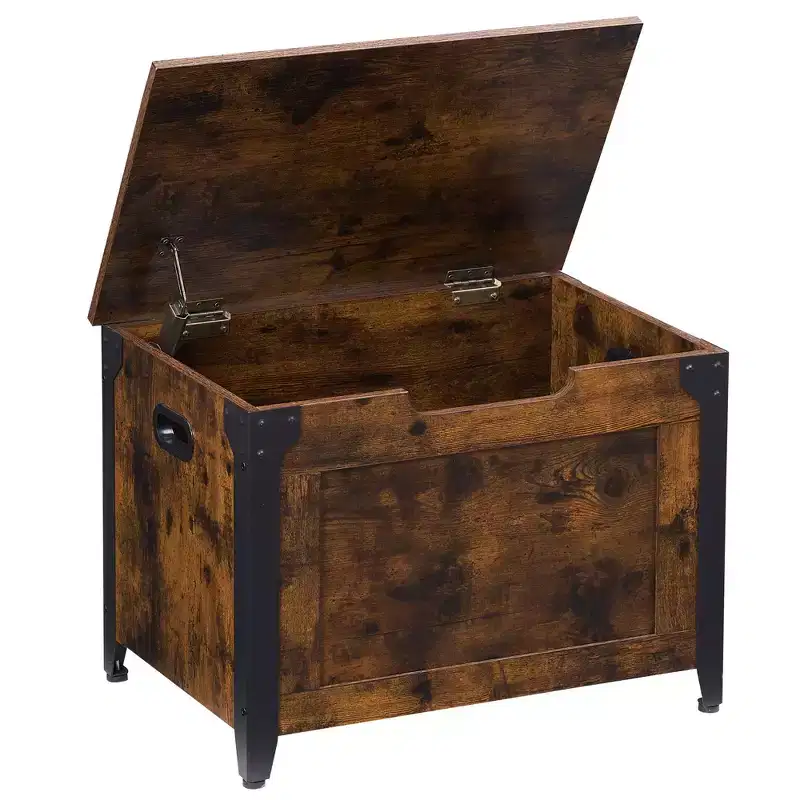 Wooden Storage Chest with Lift-Top Bench – Entryway & Living Room Organizer, Rustic Brown