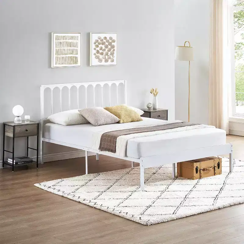 14 Inch Queen Metal Platform Bed Frame with Headboard, Noise-Free, Under-Bed Storage, 30 Min Assembly