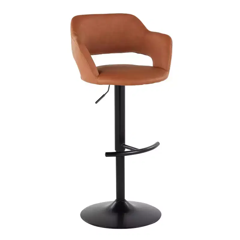LumiSource Set of 2 Margarite Adjustable Barstools Black PU