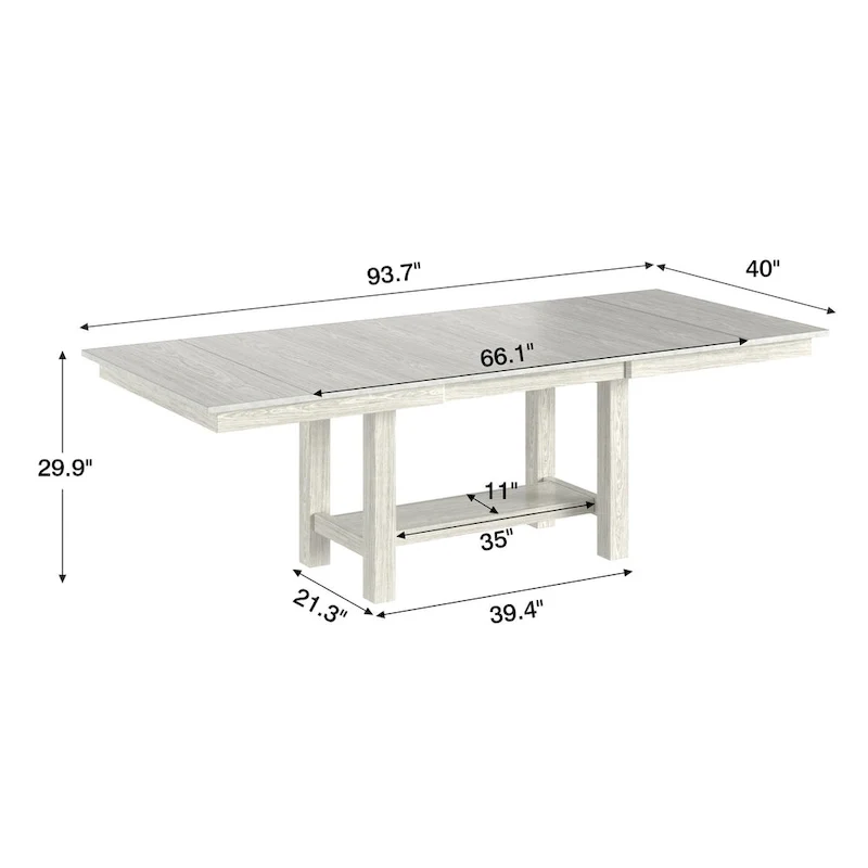 Solid Wood Extendable Dining Table, Seats 6-8, Farmhouse Style - 94W