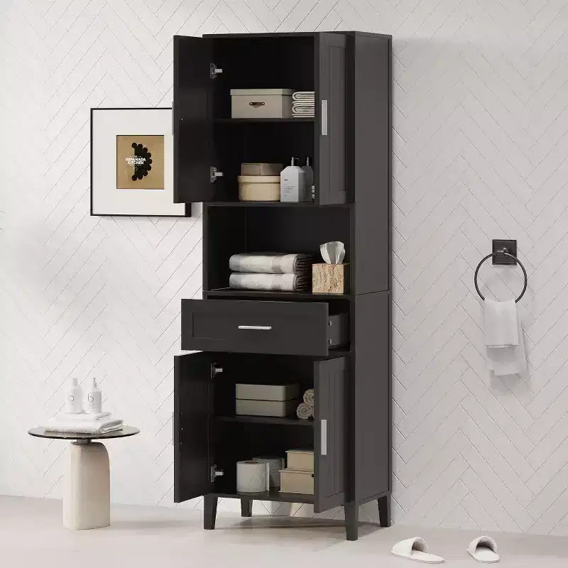 Okak Tall Freestanding Bathroom Cabinet with Doors & Drawers/Shelves,Floor Storage Cabinet Unit for Bathroom,Kitchen