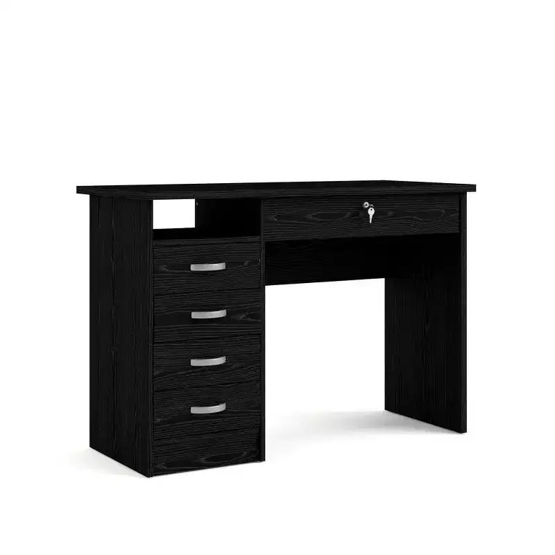 Tvilum, Walden Desk with 5 Drawers, Black Woodgrain