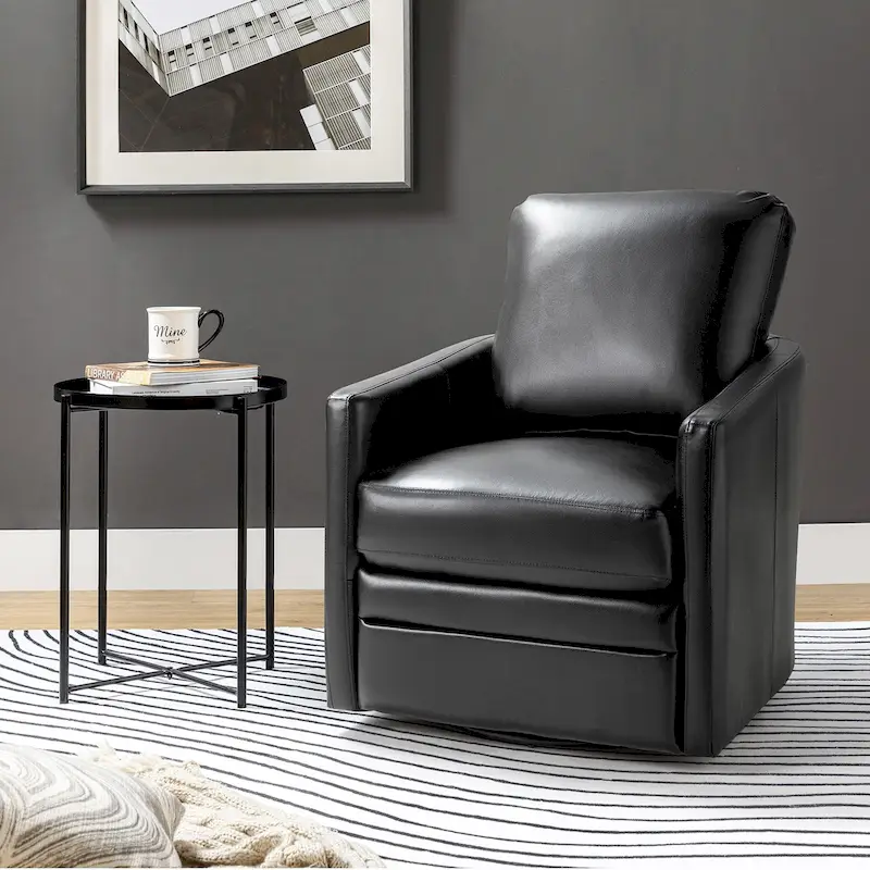 Navy/Turquoise/Green/Camel/Brown/Black/Ivory/Grey Faux Leather Swivel Barrel Accent Chair — 1-Seat