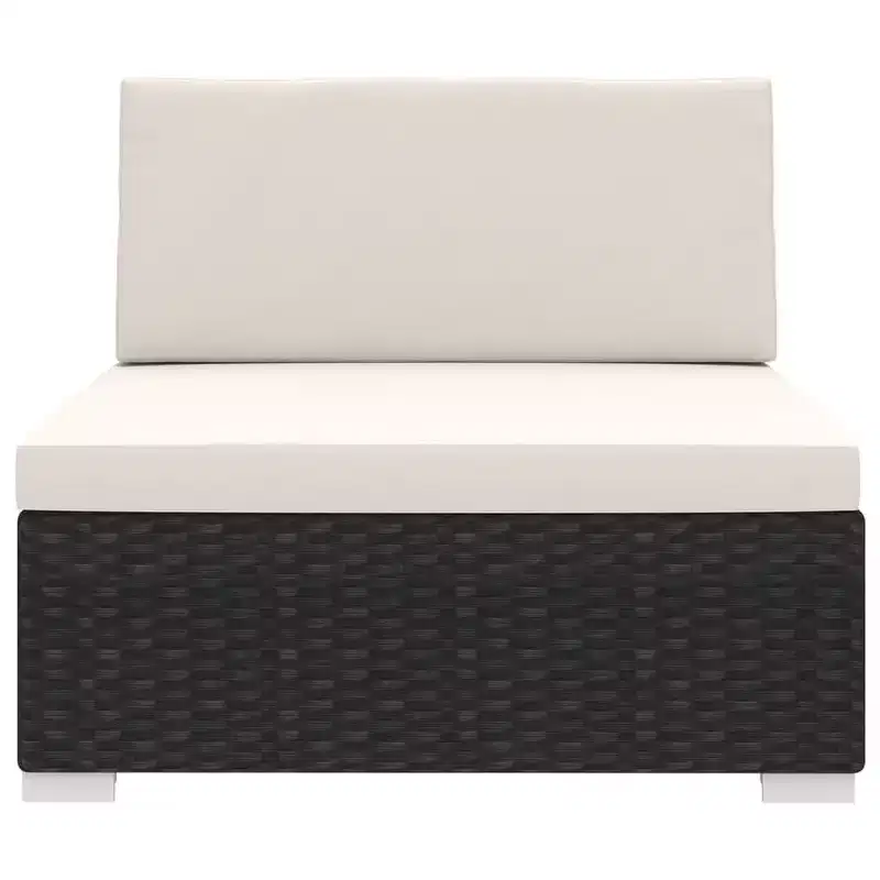 vidaXL Patio Furniture Rattan Sofa Chair Middle Seat with Cushions Poly Rattan