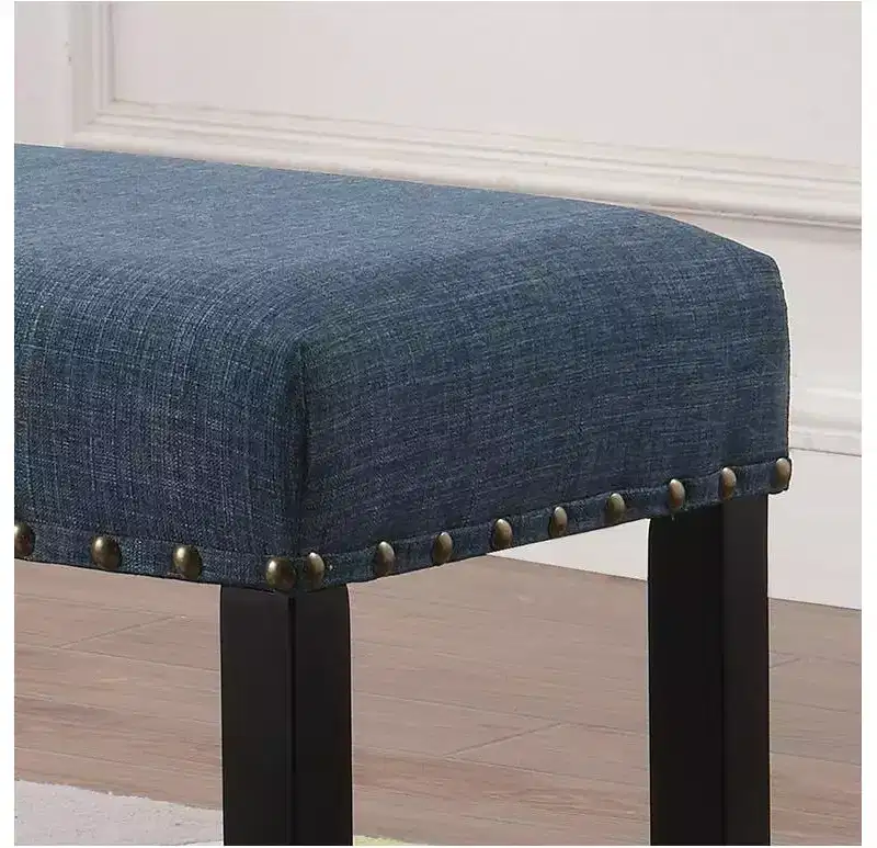 Roundhill Furniture Biony Fabric Dining Bench with Nailhead Trim