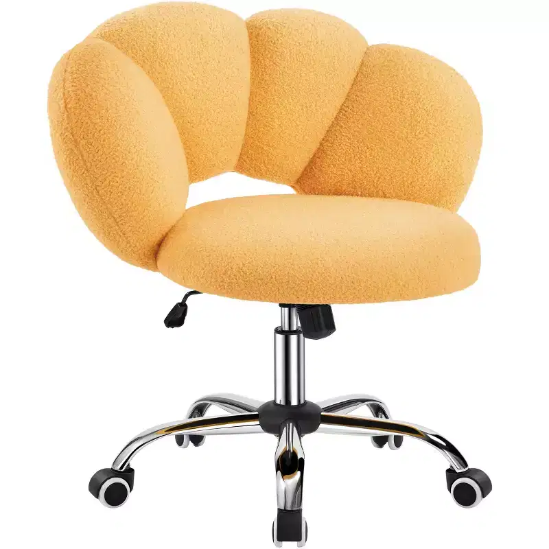 Yaheetech Boucle Upholstered Rolling Makeup Vanity Chair