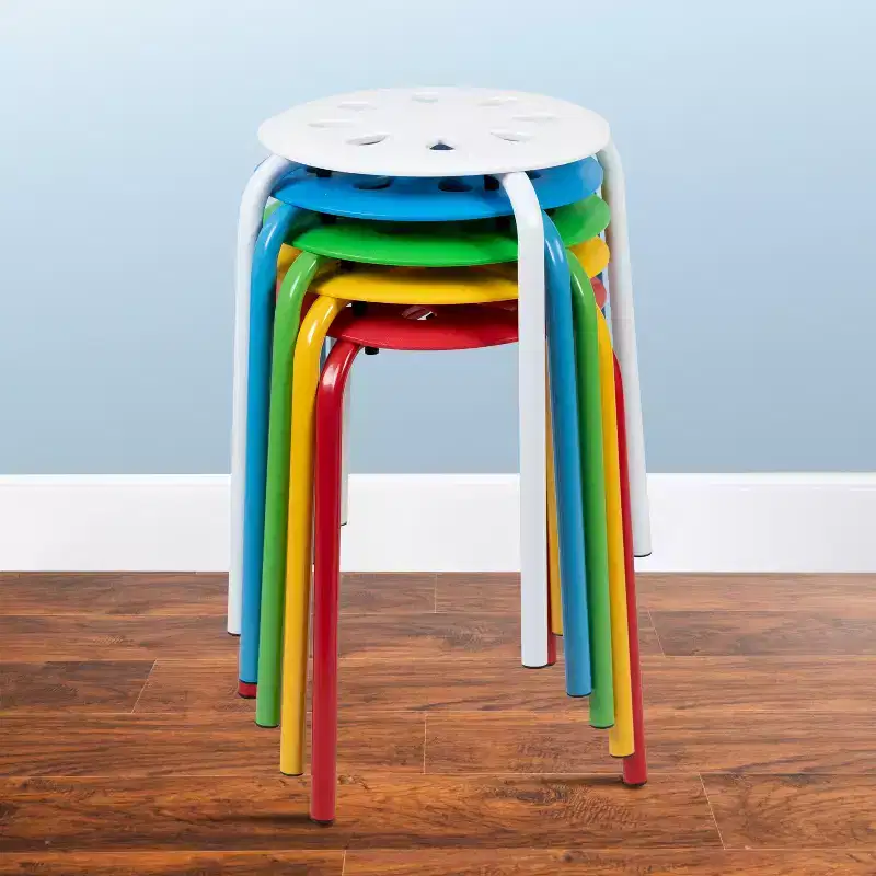 Flash Furniture Plastic Nesting Stack Stools, 17.5Height (5 Pack)