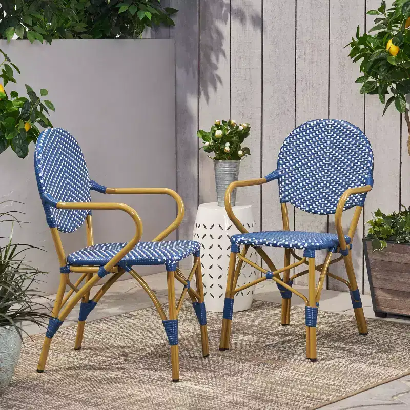 Christopher Knight Home Paul Patio French Country Rattan Bistro Chairs (Set of 2)