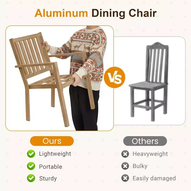 Set of 4 23 All-Weather Aluminum Patio Dining Chairs with Thick Cushions