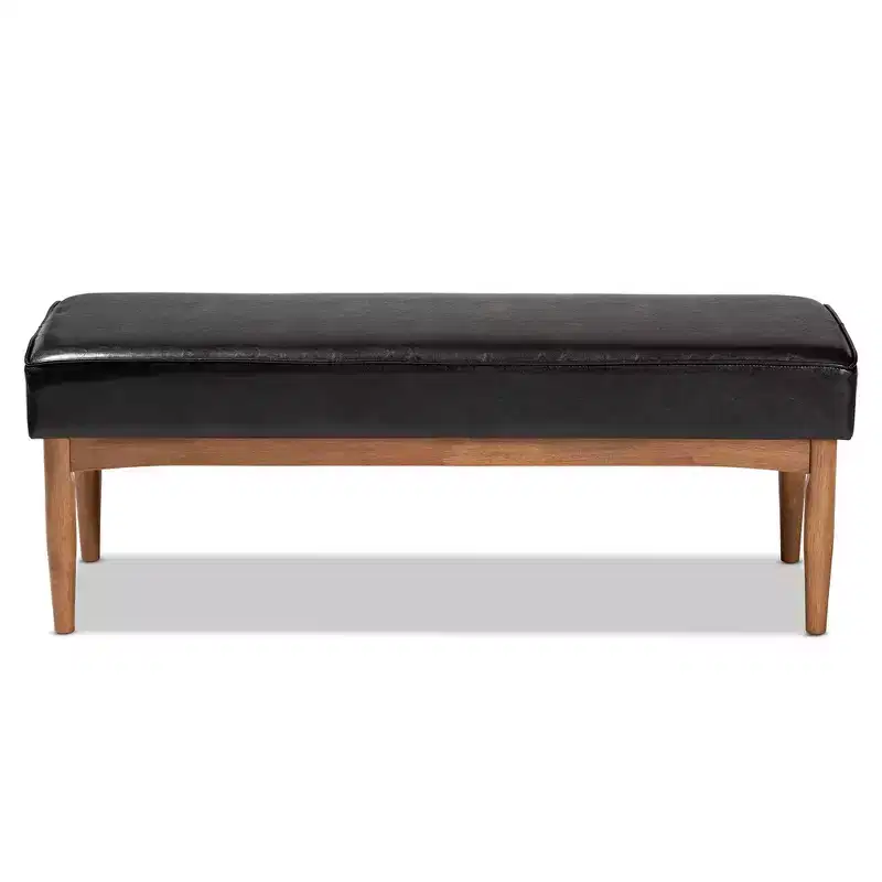 Arvid Faux Leather Upholstered Wood Dining Bench Dark Brown/Walnut - Baxton Studio