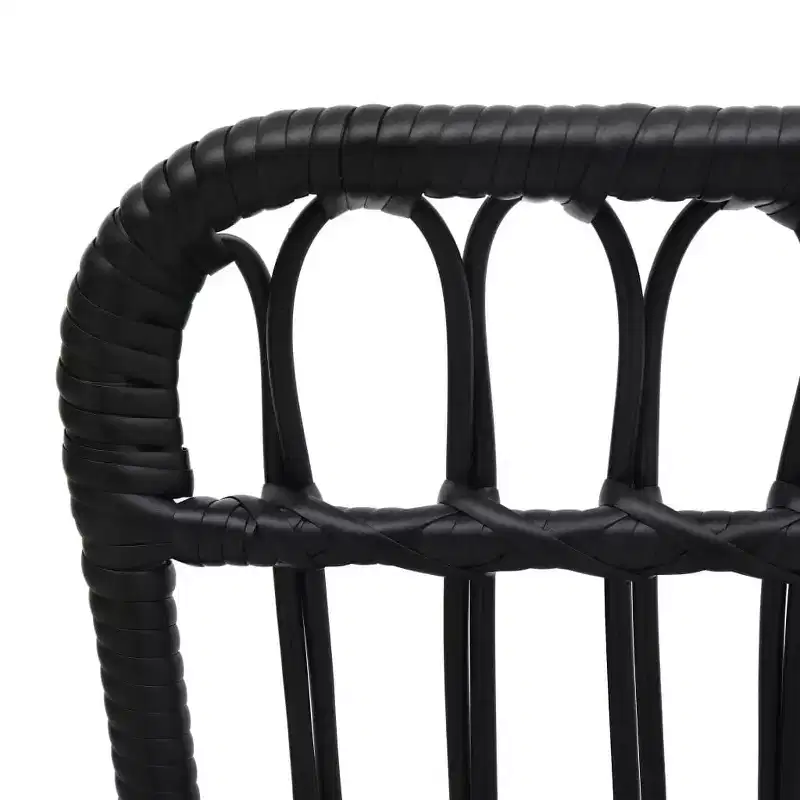 vidaXL Garden Chair Black Poly Rattan, Powder-Coated Steel Medium