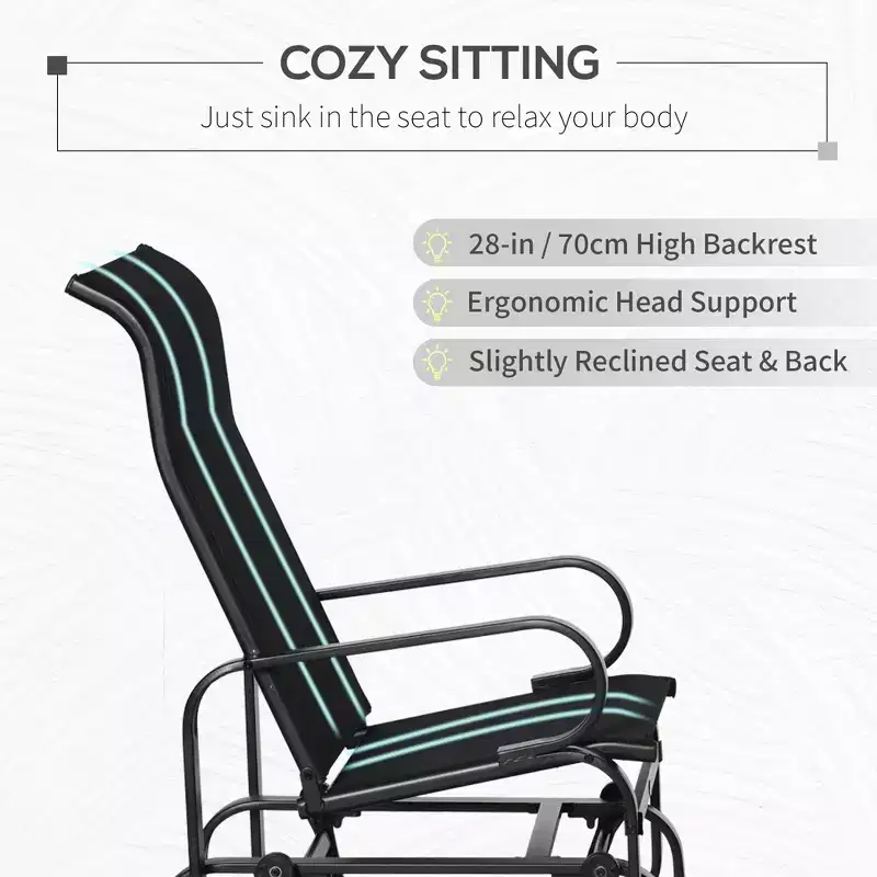 Gliding Lounger Chair, Single Rocker with Lightweight Metal & Mesh Construction