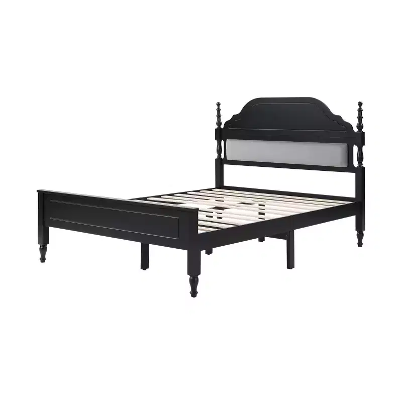 Ashbourne Modern Upholstered Bed with Curved Headboard — Queen, Polyester