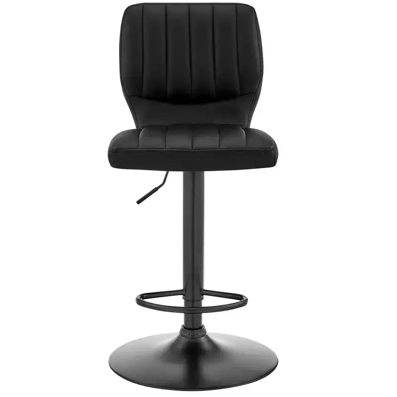 Bardot Adjustable Barstool with Faux Leather and Metal Finish - Armen Living