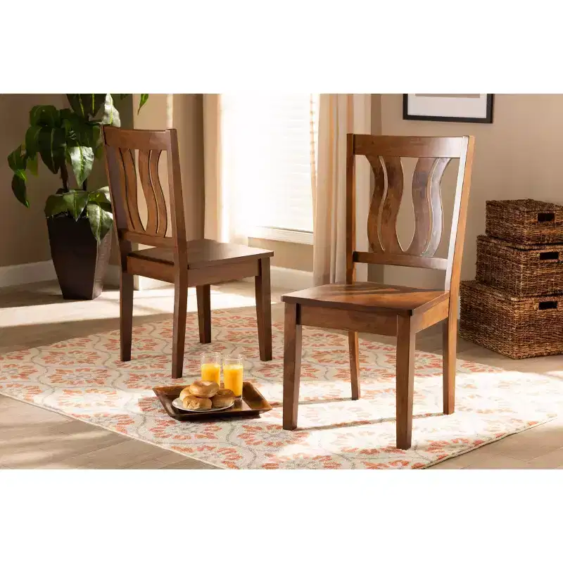2pc Fenton Wood Dining Chair Set - Baxton Studio