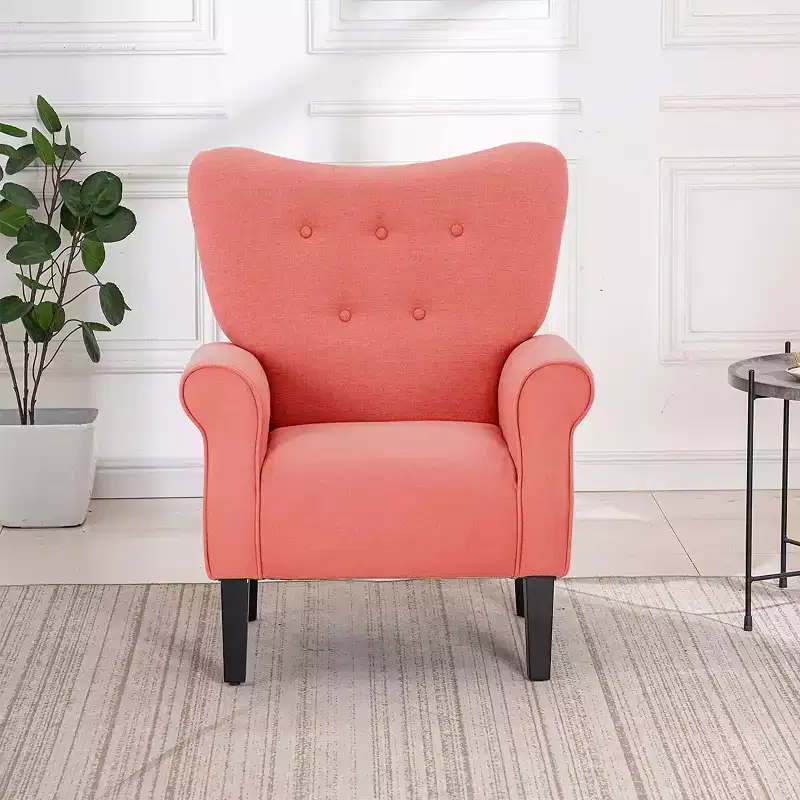 Erommy Mid Century Velvet Tufted Armchair, High Back Accent Chair