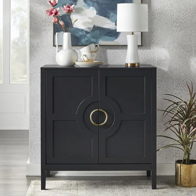 Console Cabinet with Adjustable Shelf and Metal Handles