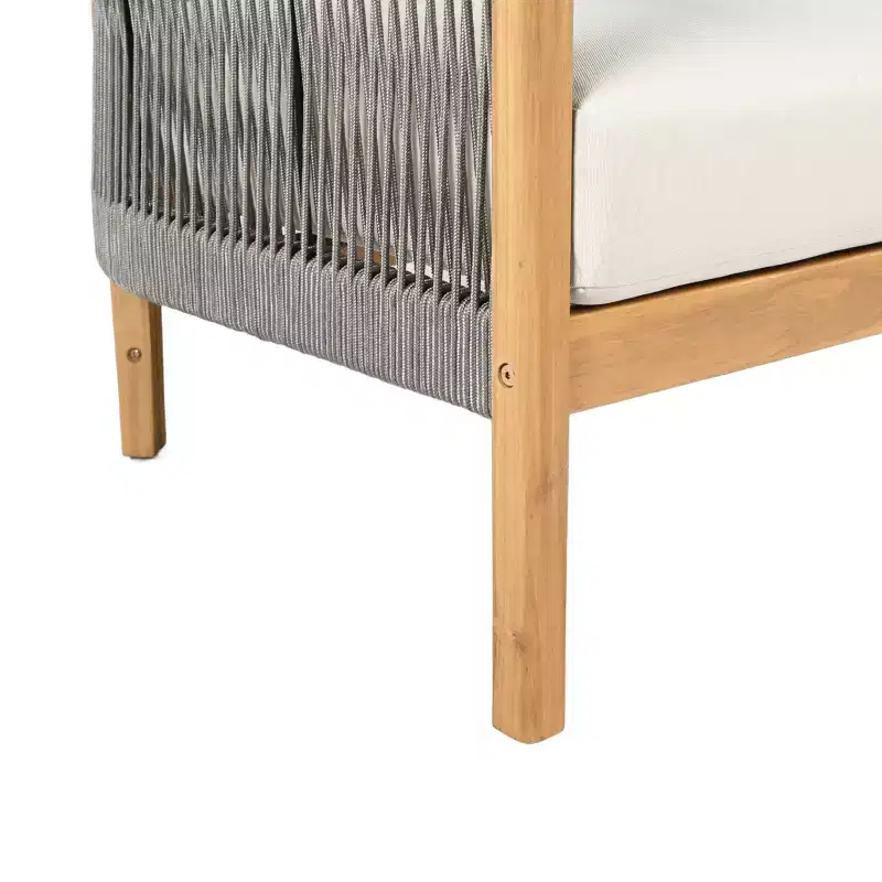 Christopher Knight Home Celeste Patio Rope Weaving Acacia Wood Upholstered Club Chair