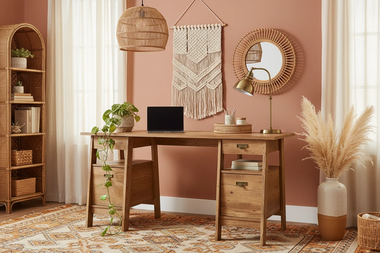 59.06 Executive Office Desk with 4-Drawers - Vintage Oak
